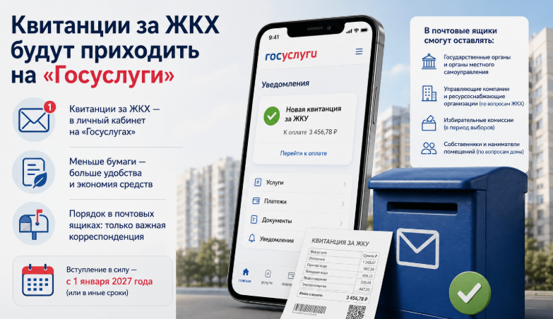 Квитанции за коммунальные услуги разрешили доставлять через портал госуслуг